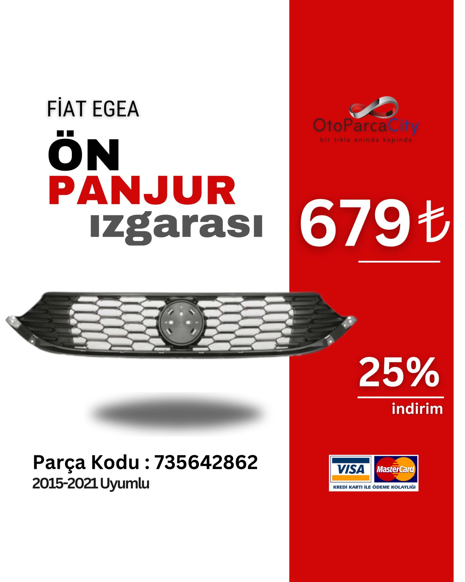 Fiat Egea Ön Panjur Izgarası 2015-2021 Uyumlu