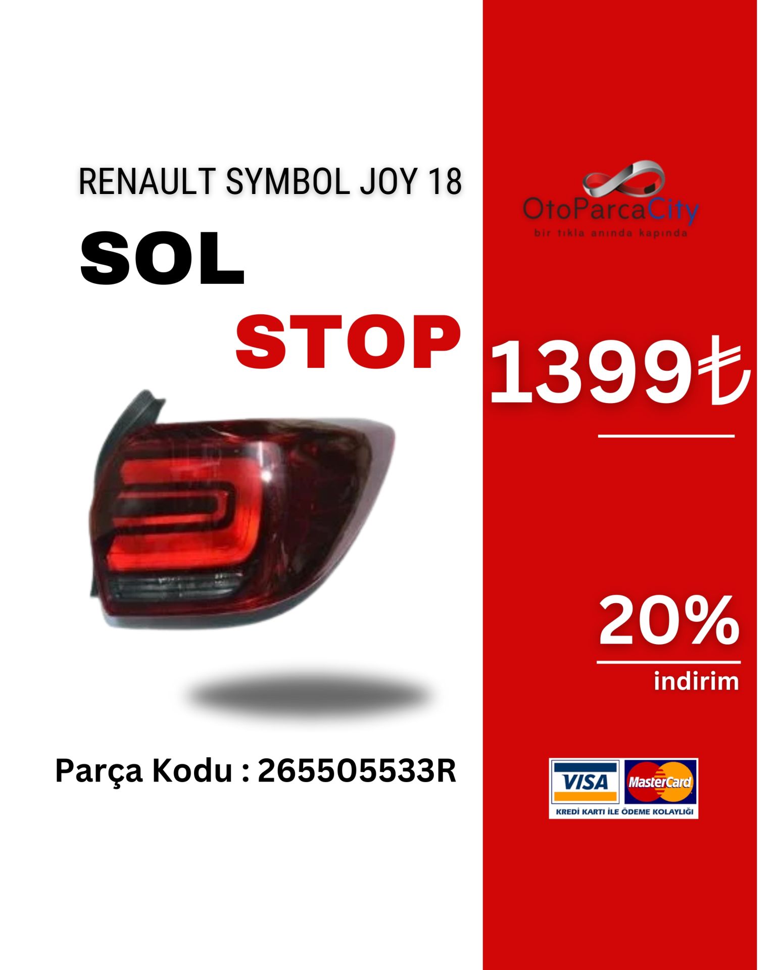 Clio 2 Symbol Joy Sol Stop Lambası Ledli (2016-2020)