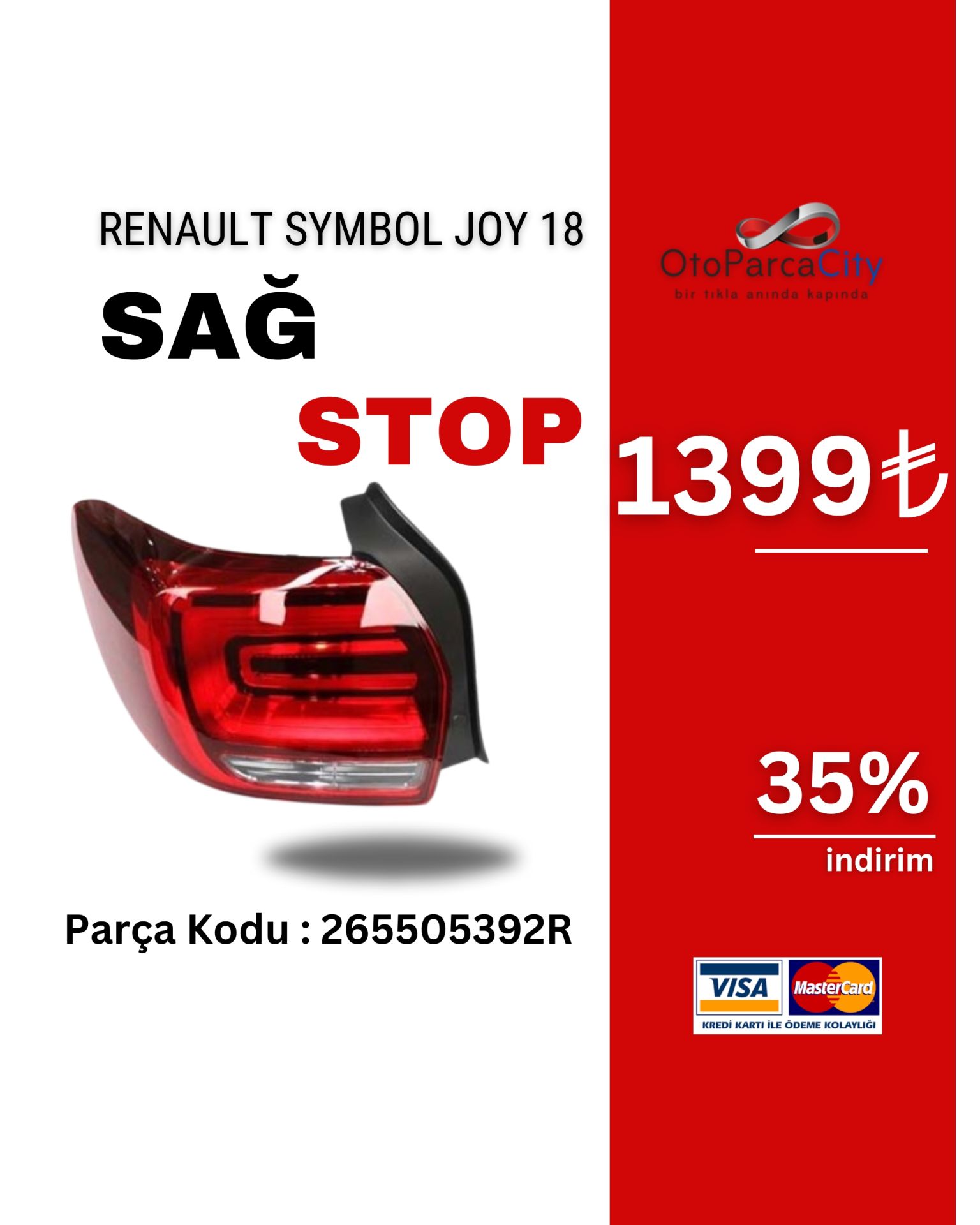 Clio 2 Symbol Joy Sağ Stop Lambası Ledli (2016-2020)