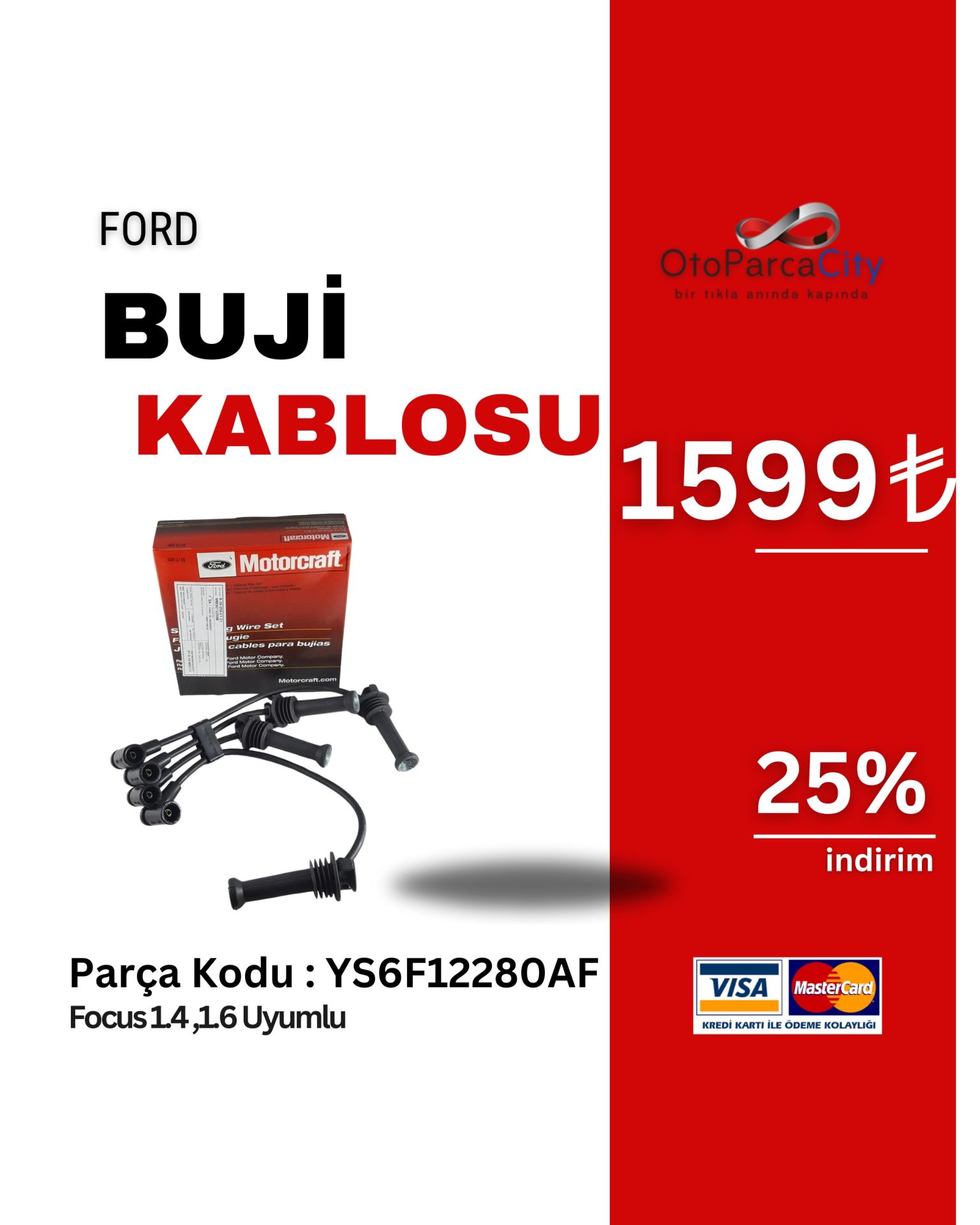 Buji Kablosu (Takım) (Motorcraft) Focus 1.6/Fiesta 1.4