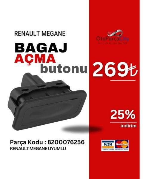 Renault Megane 2-3/ Clio 4/Fluence/Captur Bagaj Açma Butonu Düğmesi