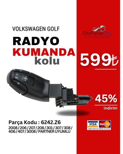 Peugeot Radyo Kumanda Kolu 2008 / 206 / 207 / 208 / 301 / 307 / 308 / 406 / 407 / 3008 / PARTNER UYUMLU